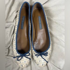 Margaux Cream and Blue Floral Flats